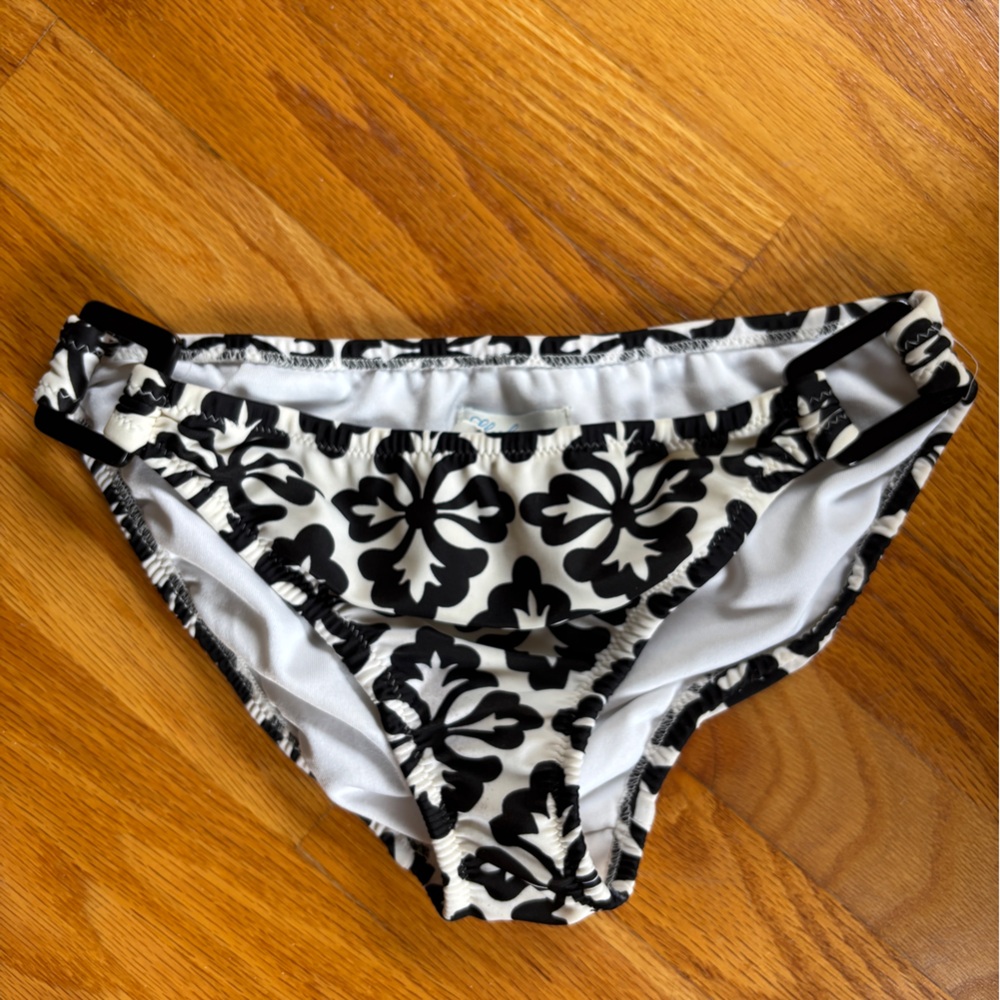 Shoshanna Black and White Floral Block Print Swim Bikini Bottom Size S